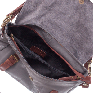 Geantă din piele gri cu accesorii maro 8004 [3]