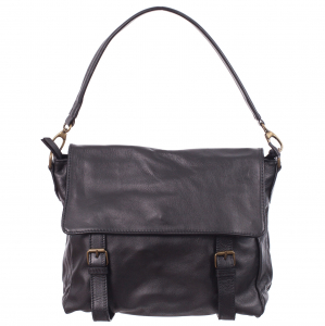 Geantă din piele neagră cu accesorii maro 8004 [1]