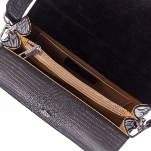 Geantă din piele lăcuită neagră 8019 [3]