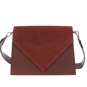 Geantă din piele cu capac din piele întoarsă grena cu baretă scurtă 8018 [1]