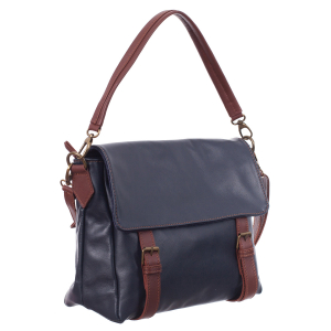 Culori Genți - Geantă din piele bleumarin cu accesorii maro 8004