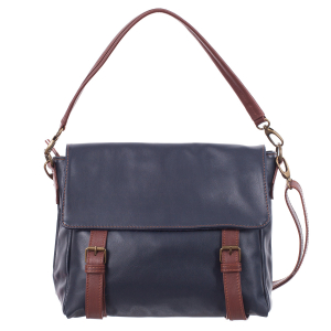 Geantă din piele bleumarin cu accesorii maro 8004 [1]