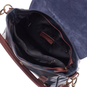 Geantă din piele bleumarin cu accesorii maro 8004 [3]