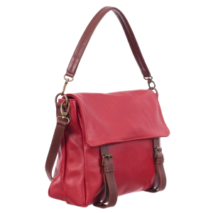 Genți Casual - Geantă din piele roșie cu accesorii maro 8004