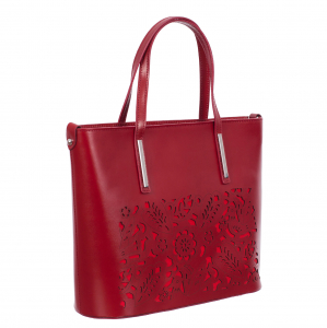 Genți Casual - Geantă din piele naturală cu model laser-cut roșu 8031