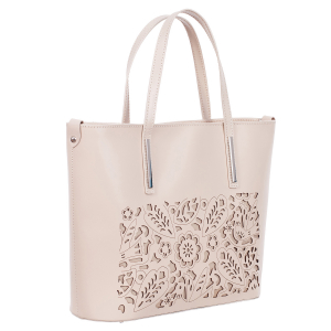 Genți Casual - Geantă din piele naturală cu model laser-cut nude 8031