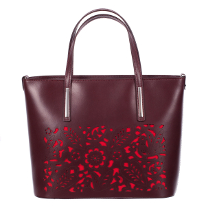 Geantă din piele naturală cu model laser-cut grena 8031 [1]