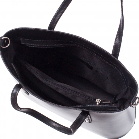 Geantă din piele naturală neagră 8012 [3]