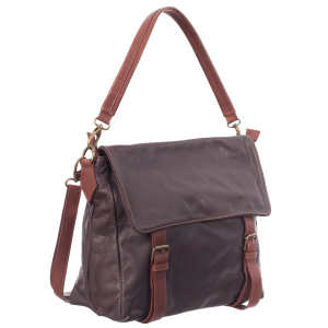 Culori Genți - Geantă din piele maro cu accesorii maro 8004