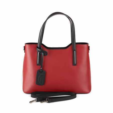 Geantă Model Mare Emma, rosu si negru din piele naturală 8008 [3]