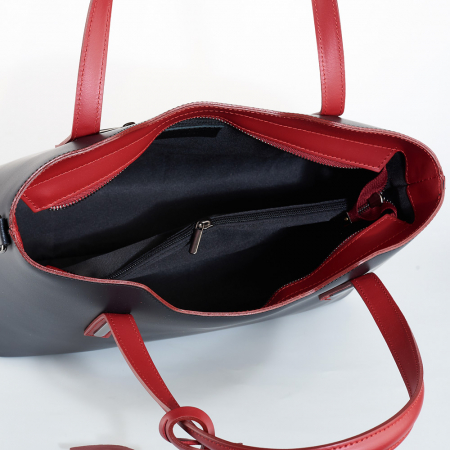 Geantă Model Mare Emma, negru si rosu din piele naturală 8008 [6]