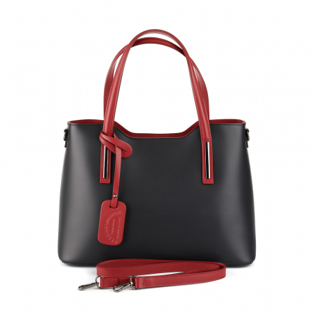 Geantă Model Mare Emma, negru si rosu din piele naturală 8008 [3]