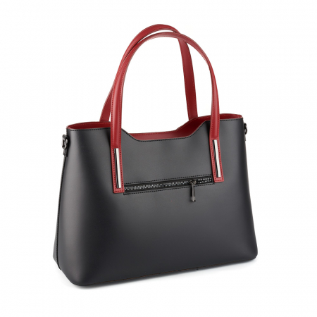 Geantă Model Mare Emma, negru si rosu din piele naturală 8008 [1]