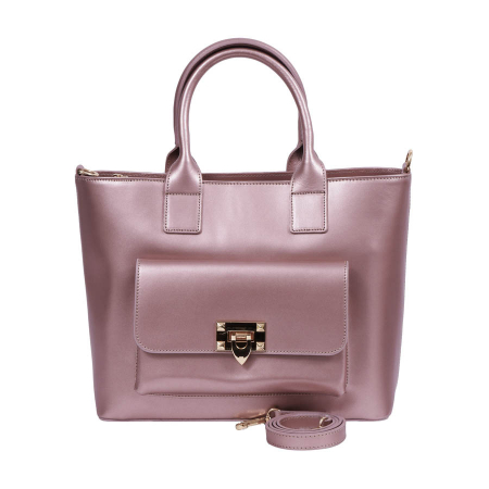 Geantă Francesca, din piele naturală roz sidef 8074 [1]
