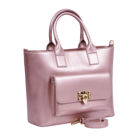 Genți Mici - Geantă Francesca, din piele naturală roz sidef 8074