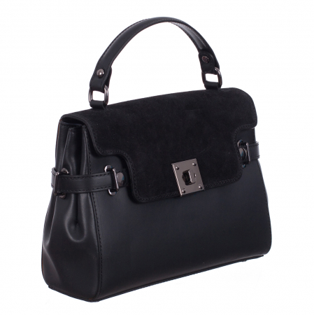 Genți Casual - Geantă neagră din piele naturală 8024