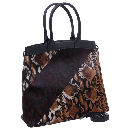Genți de Mână - Geantă Wild, piele naturala, maro si negru, 8081