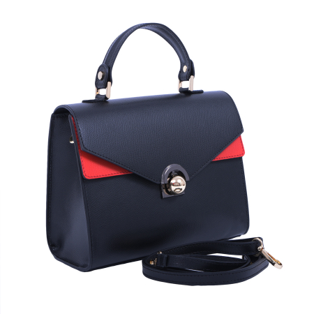 Genți Mici - Geantă Klara, rosu si negru, piele naturala, 8047