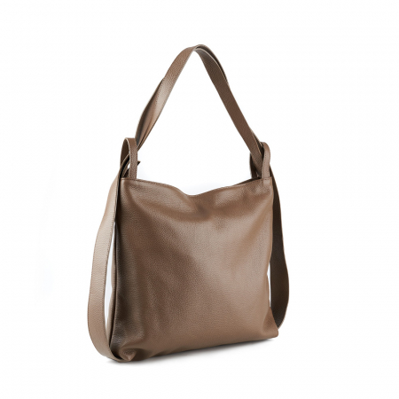 Genți Shopping - Geantă tip rucsac maro din piele naturală moale 8027