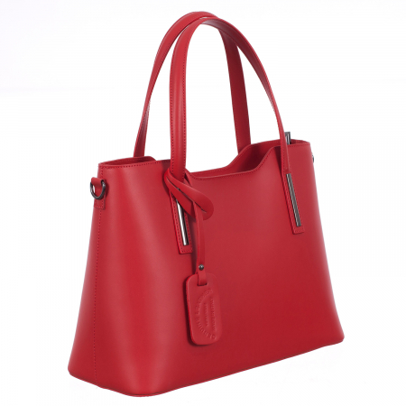 Genți Casual - Geantă Model Mare Emma, roșie din piele naturală 8008