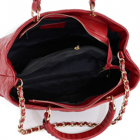 Geantă Natalia, piele naturală rosie cu aspect matlasat, 8001 [4]