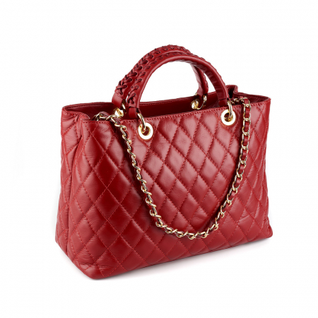 Culori Genți - Geantă Natalia, piele naturală rosie cu aspect matlasat, 8001