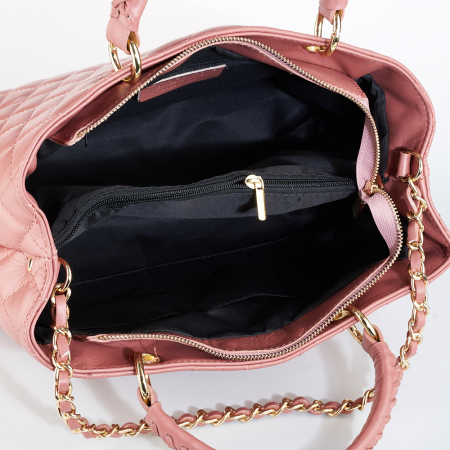 Geantă Natalia, piele naturală roz cu aspect matlasat, 8001 [4]