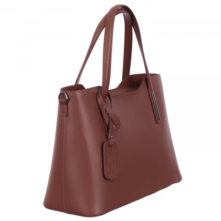 Genți Piele Autentică - Geantă Model Mare Emma, maro din piele naturală 8008