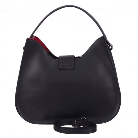 Geantă neagră din piele naturală cu interior roșu 8014 [2]