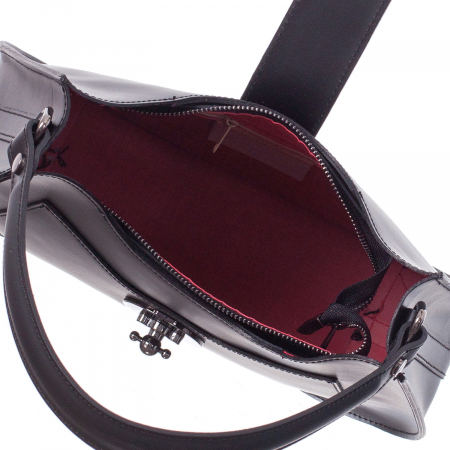 Geantă neagră din piele naturală cu interior roșu 8014 [3]