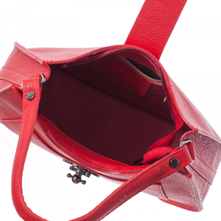 Geantă roșie din piele naturală cu interior roșu 8014 [2]