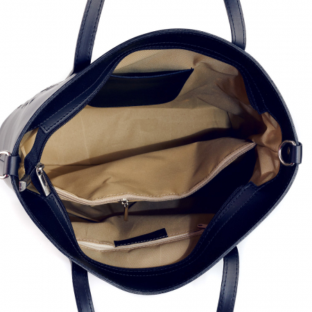 Geantă din piele naturală cu model laser-cut bleumarin 8031 [3]