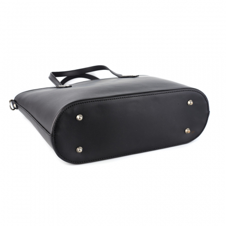 Geantă din piele naturală cu model laser-cut negru crem 8031 [4]