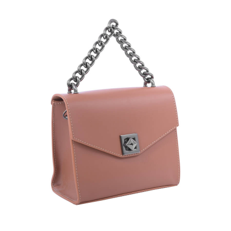 Genți Piele Autentică - Geantă Rebecca, piele naturala maro, bareta metalica, 8050