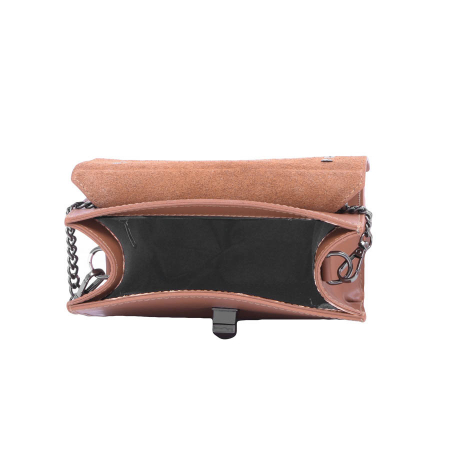 Geantă Rebecca, piele naturala maro, bareta metalica, 8050 [2]