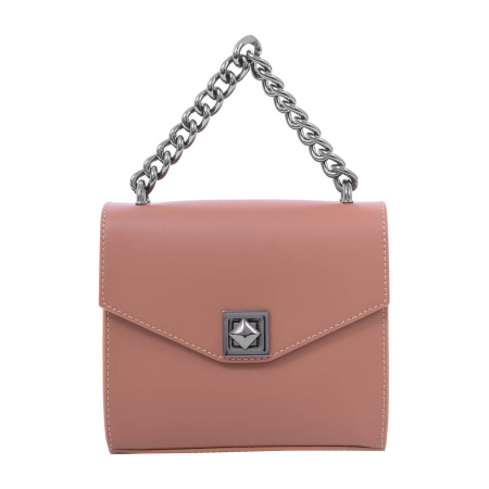 Geantă Rebecca, piele naturala maro, bareta metalica, 8050 [1]