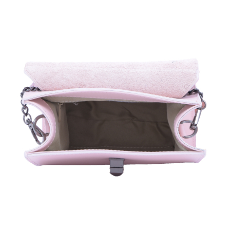 Geantă Rebecca, piele naturala roz, bareta metalica, 8050 [2]