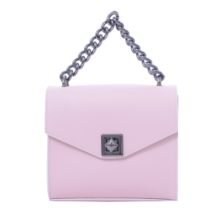 Geantă Rebecca, piele naturala roz, bareta metalica, 8050 [1]