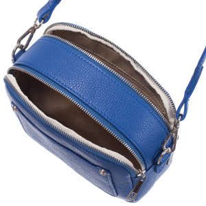 Geantă albastră cu fermoare duble și baretă medie 8007 [2]