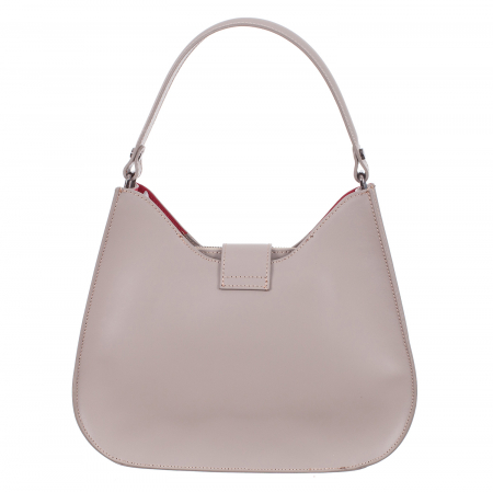 Geantă nude din piele naturală cu interior roșu 8014 [2]