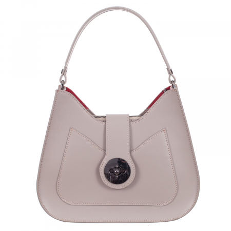 Geantă nude din piele naturală cu interior roșu 8014 [1]