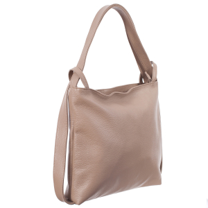 Genți Shopping - Geantă tip rucsac nude din piele naturală moale 8027