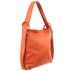 Genți Casual - Geantă tip rucsac portocaliu din piele naturală moale 8027