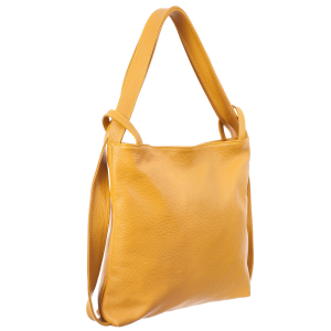 Genți Shopping - Geantă tip rucsac galben din piele naturală moale 8027