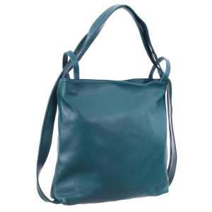 Genți Shopping - Geantă tip rucsac turcoaz din piele naturală moale 8027