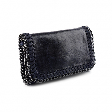 Genți Mici - Geantă Tracy, piele naturala bleumarin, bareta metalica, 8103