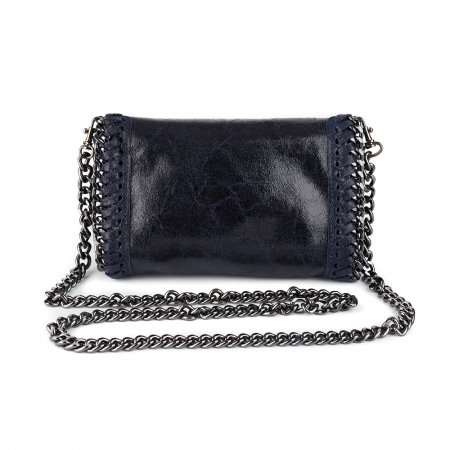 Geantă Tracy, piele naturala bleumarin, bareta metalica, 8103 [2]