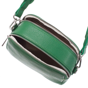 Geantă verde cu fermoare duble și baretă medie 8007 [3]