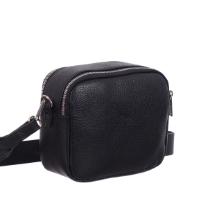 Genți Mici - Geantă neagră cu fermoare duble și baretă medie 8007