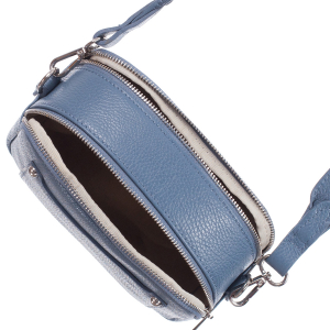 Geantă bleu cu fermoare duble și baretă medie 8007 [2]
